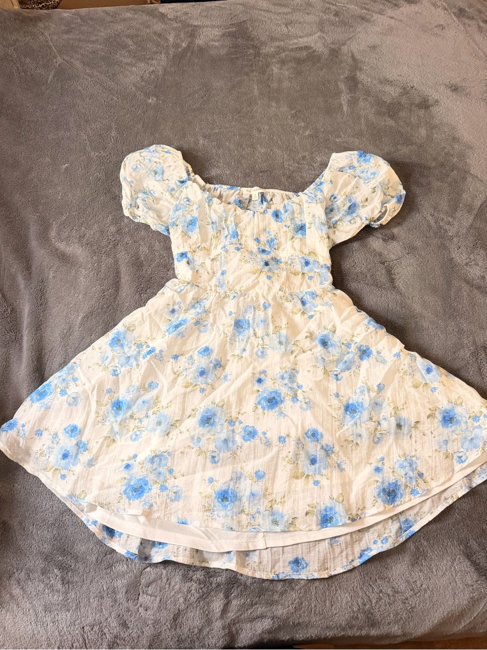 Blu Pepper White Mini Dress with Blue Floral Print